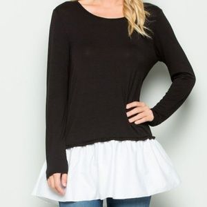 Ruffle hem long sleeve tunic